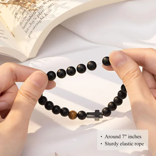 Vista 5 de ORISPRE Pulsera de cruz para hombre, regalo para hombre, para hijo, nieto, papá, marido, padrino, hombres, cumpleaños, graduación, jubilación