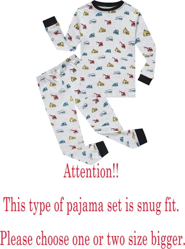 Vista 2 de Family Feeling Conjunto de pijama de 2 piezas para niños y niños pequeños, 100% algodón