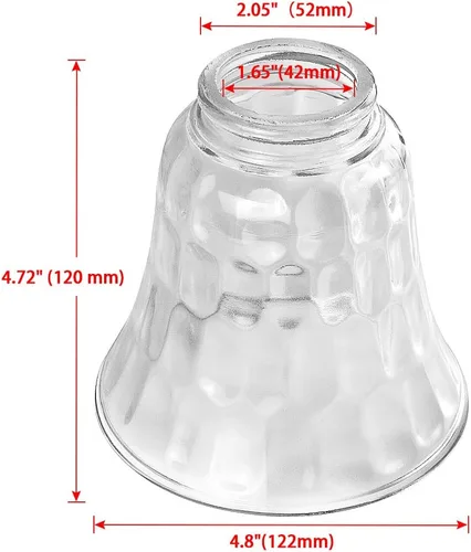 Vista 2 de Skelang 4 piezas de pantalla de luz para ventilador de techo, pantalla de lámpara de labios, repuesto de globos con forma de campana, martillado