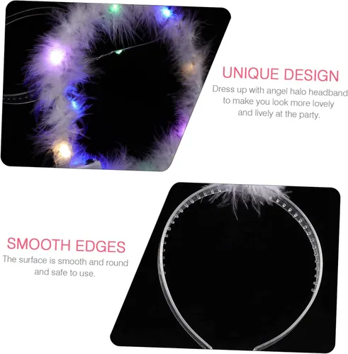 Vista 8 de 2Pcs angel headband white headband costume christmas headband fairy hair band adult Costume Headbands