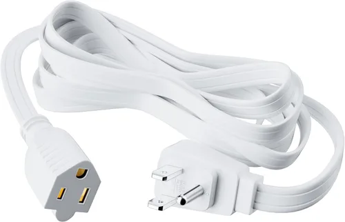 Vista 6 de Adoreen Cable de extensión de alimentación de electrodomésticos planos de calibre 14/3 de 3 pies, color blanco, enchufe plano de 3 clavijas, cable