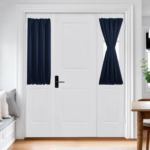 Vista 56 de Deconovo Cortinas opacas para puerta, bolsillo para cortinero y cortinas de bloqueo con aislamiento térmico para dormitorio, 137.16 x 189.2 cm, azul