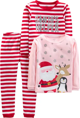 Vista 8 de Simple Joys by Carter's Conjunto de pijama de algodón ajustado de 3 piezas para bebé