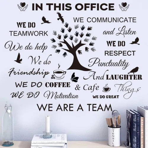 Vista 2 de Calcomanías de Pared con Citas Inspiradoras para Oficina - Adhesivos Motivacionales de Trabajo en Equipo, Letras Positivas y Palabras Espirituales
