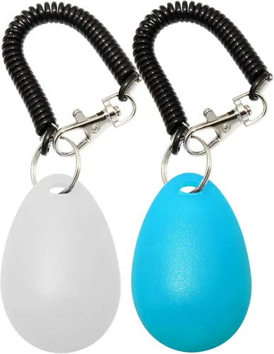 Vista 2 de Chadou Clicker de entrenamiento para mascotas como perro, gato, caballo, pájaro, delfín, cachorro con correa para la muñeca, paquete de 2