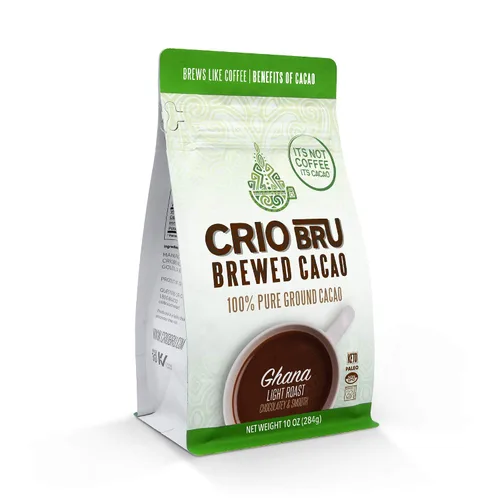 Vista 9 de Crio Bru Ghana Tueste Ligero - Bebida Natural Saludable Alternativa al Café 100% Granos de Cacao Puro Molido 99.99% Libre de Cafeína, Keto, Bajo