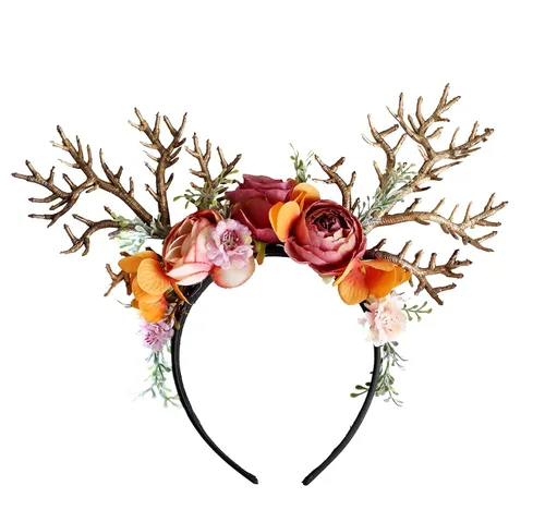Vista 8 de Corona floral para mujer, diadema floral para el cabello, corona de flores, halo bohemio, fiesta, baile de graduación, fotos