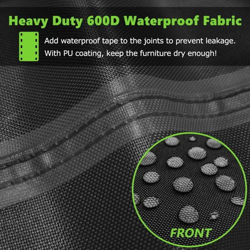Vista 3 de [Usado] Fundas para muebles de patio impermeables, resistentes 600D, fundas para muebles de exterior para sofá seccional exterior, resistente al