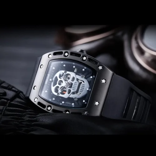 Vista 2 de Mini Focus Unique Men Watch Tonneau Casual Wrist Watch (HollowWaterproofSuper LuminousCalendar) Soft Silicon Band Fashion Cool Watch for Men