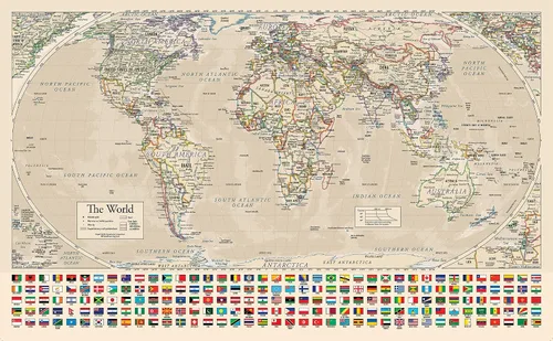 Vista 8 de Póster Mapa del Mundo Equal Earth - el diseño del mapa muestra los continentes en su verdadero tamaño relativo. (LAMINADO, 45,72 cm x 73,66 cm)