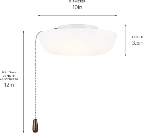 Vista 3 de Kichler Kit de luz LED universal para ventilador de 10 pulgadas, color blanco