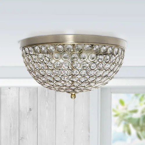 Vista 2 de Diseños elegantes FM1000-ABS Lámpara de techo de cristal en forma de elipse de 13 pulgadas moderna de metal con 2 luces en forma de cuenco