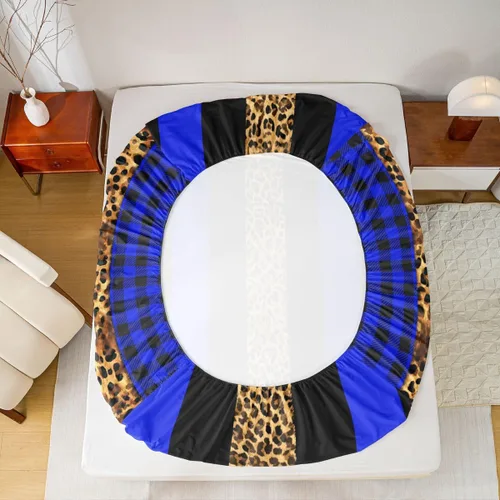 Vista 6 de Manfei Leopard Print Fitted Sheet Twin Size,Blue Brown Black Stripes Bedding Set 2pcs,Wild Animal Cheetah Skin Bed Sheets with 1 Pillowcase,Kids