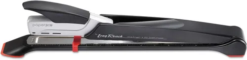 Vista 2 de 1610 inREACH - Engrapadora larga de alcance de 12.5 pulgadas, capacidad de 25 hojas, negro/plata