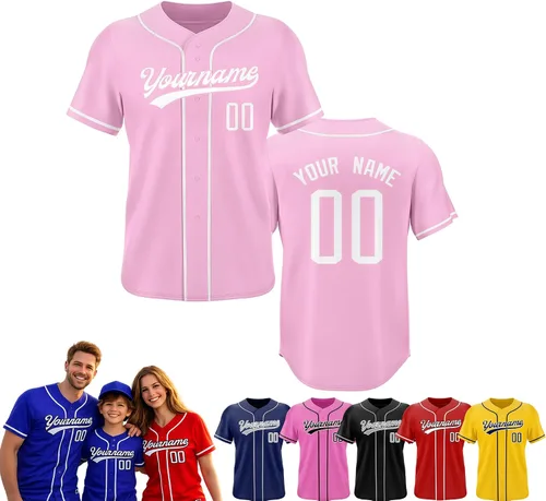 Vista 34 de Camiseta de béisbol personalizada, nombre del equipo, número de equipo, logotipo, camisetas impresas cosidas, uniformes deportivos, regalos