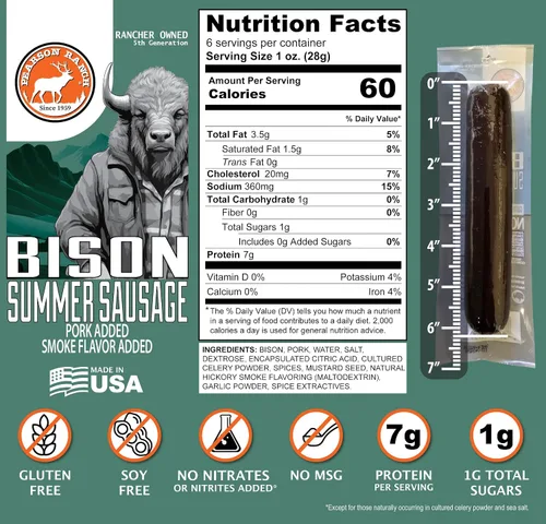 Vista 2 de Pearson Ranch Wild Game - Juego de regalo de salchichas de verano, paquete variado de carne exótica, alce, bisonte, venado, jabalí y guardabarros