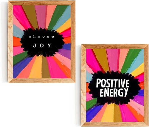 Vista 6 de Choose Joy & Positive Energy - Decoración de pared inspiradora, decoración retro de los años 70 motivacional para decoración del hogar, oficina