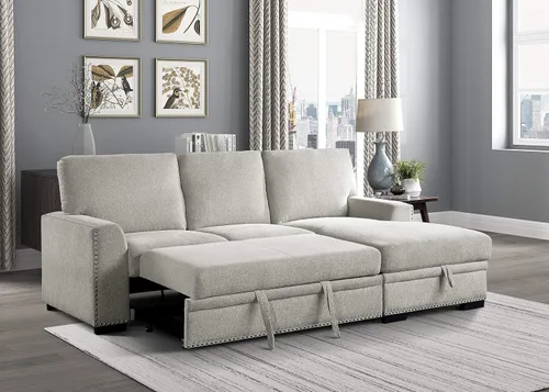 Vista 9 de Lexicon Sofá cama seccional moderno de mediados de siglo con diván de almacenamiento, sofá seccional extraíble, sofá seccional para sala de estar