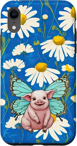 Vista 25 de Adorable Pig Piglet with Butterfly Wings Daisy Flower Sweet Case for iPhone 17