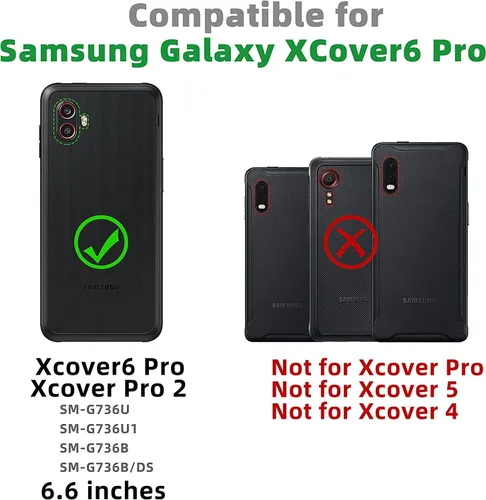 Vista 3 de Funda para Galaxy Xcover 6 Pro con protector de pantalla integrado, a prueba de caídas, funda duradera de 3 capas, a prueba de golpes, funda de goma