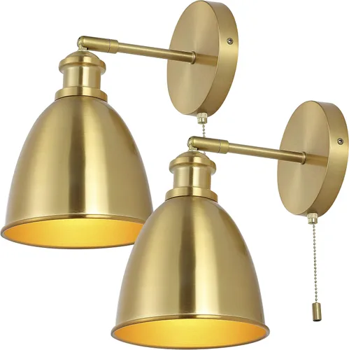 Vista 7 de JONATHAN Y JYL9911A-SET2 - Juego de 2 apliques de pared LED de latón dorado de 6.5 pulgadas para dormitorio, lámpara de pared industrial cableada
