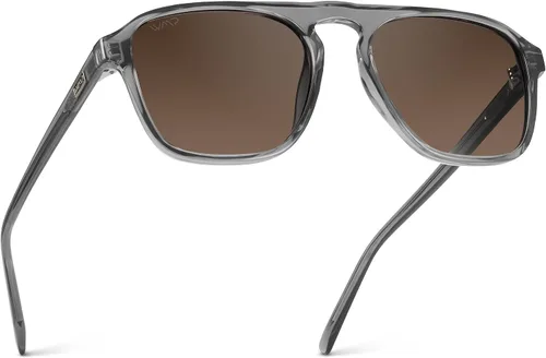 Vista 13 de wearme Pro - Lentes de sol polarizados, estilo aviador moderno, con un puente, cuadrados, para hombre Lente tintada negra/roja