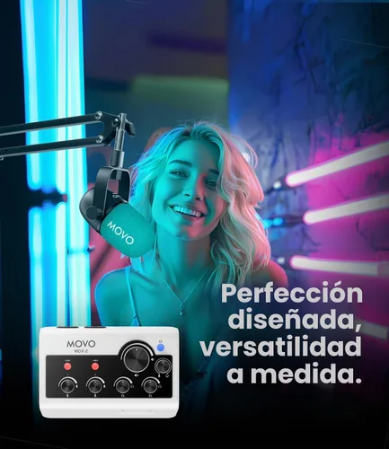 Vista 7 de Movo - Paquete de equipo de podcast portátil para teléfonos iPhone/Android, kit de podcast con interfaz de audio, 2 micrófonos dinámicos CastMic, 2
