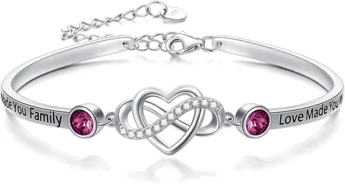 Vista 30 de AOBOCO Pulsera de corazón infinito ajustable de plata de ley 925 para hermana, mejor amiga, hija, mamá, abuela, nieta, nuera, madrina, ahijada