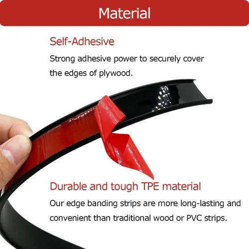 Vista 4 de Bandas de borde de madera contrachapada en forma de U – Ajuste de borde de 1/2 pulgada, borde autoadhesivo para escritorio, mesa, encimera, muebles