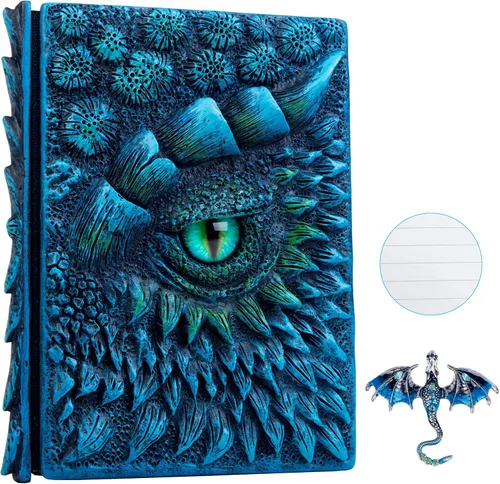 Vista 24 de Diario 3D en relieve de ojo de dragón en relieve, cuaderno grabado de resina, cuaderno Dnd para los amantes de los dragones, papel en blanco, bloc