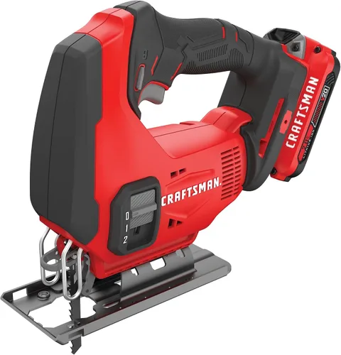 Vista 14 de CRAFTSMAN Kit de sierra caladora inalámbrica V20, 3 ajustes orbitales, hasta 2,500 SPM, batería y cargador incluidos (CMCS600D1)