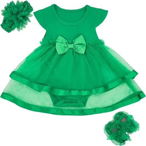 Vista 11 de Niyage Conjunto de ropa para bebé niña con flores, enterito con tutú, bodysuit para fiesta Vestido floral-negro