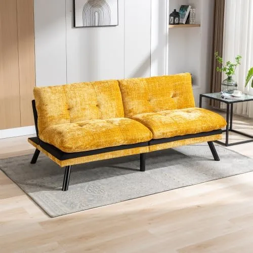 Vista 9 de anwickjeff Sofá cama futón, sofá convertible moderno, sofá biplaza plegable, sofás de futón transpirables para espacios pequeños compactos