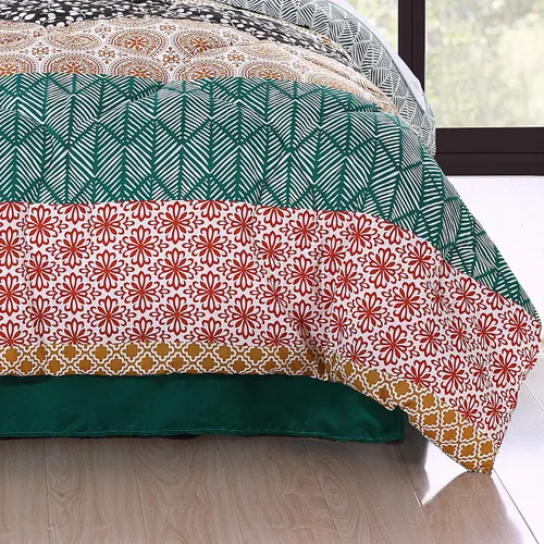 Vista 5 de Lush Decor - Juego de ropa de cama de 3 piezas, colorido diseño bohemio a rayas, reversible