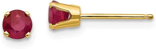 Vista 9 de Aretes de oro amarillo de 14 quilates de 0.157in de juliorubí con piedra natal de julio, joyería fina para mujeres, regalos para ella, Cristal Gema