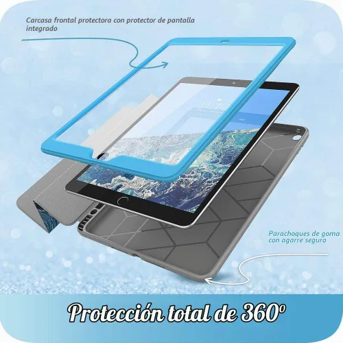 Vista 3 de i-Blason Cosmo - Funda para iPad de 9ª/8ª/7ª generación, iPad 10.2 (2021/2020/2019), triple pliegue de cuerpo completo con protector de pantalla Azul