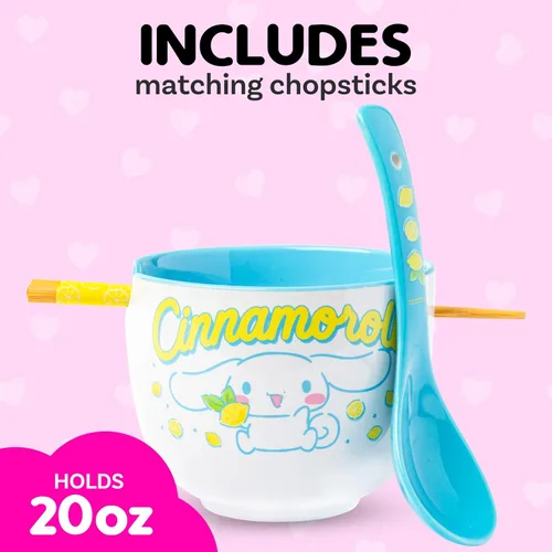 Vista 86 de Silver Buffalo Hello Kitty y sus amigos Chococat - Tazón de cerámica para ramen y arroz con palillos, patrón a cuadros, apto para microondas, 20