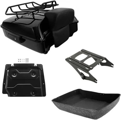 Vista 18 de TCMT Pestillos Negros de 10.7" para Maletero Cortado, Almohadilla de Respaldo, Luz Trasera LED con Señal de Giro Compatible con Harley Touring