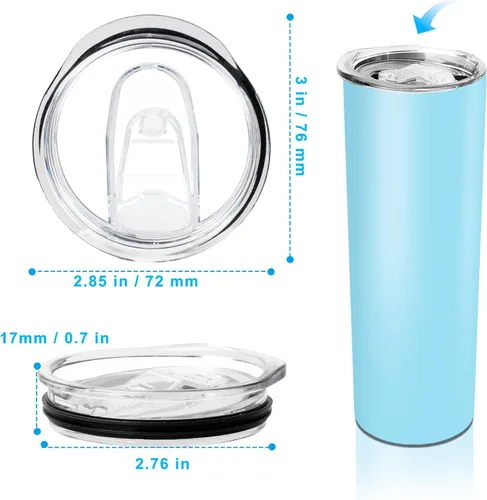 Vista 2 de Tapas de repuesto para vaso delgado de 20 onzas, a prueba de derrames, resistentes a salpicaduras, para boca de taza de 2.76 pulgadas, compatibles