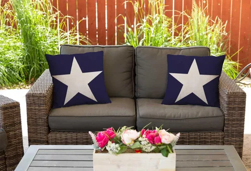 Vista 5 de Nphuriy Funda de almohada con diseño abstracto de estrellas de Estados Unidos sobre fondo azul, funda de almohada decorativa de algodón y lino Multi