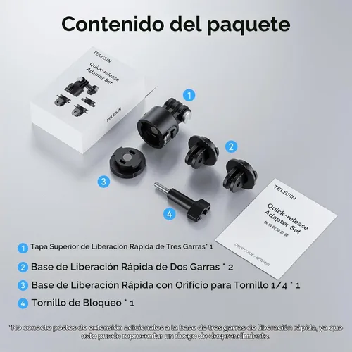 Vista 6 de TELESIN Base de adaptador de montaje para accesorios GoPro, montaje magnético de trípode de cámara de liberación rápida para DJI Action Osmo 3/4/5