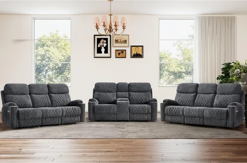 Vista 17 de HAOMARKETS Silla reclinable eléctrica para adultos con puerto USB, sofás reclinables eléctricos de tela suave con portavasos de metal, sillas