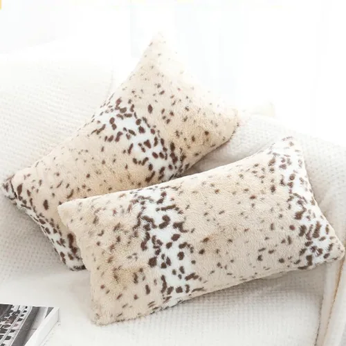Vista 9 de Fundas de almohada esponjosas con estampado de leopardo de nieve y guepardo, fundas de cojín de piel de animal esponjosa, fundas de almohada
