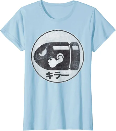 Vista 23 de Super Mario Camiseta con logotipo de Bullet Bill Distressed en Kanji