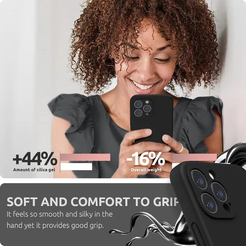 Vista 6 de SURPHY Funda compatible con iPhone 13 Pro Max con protector de pantalla, (protección de cámara + forro de microfibra suave), funda de silicona Negro