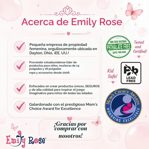 Vista 8 de Emily Rose Cama con dosel de princesa de 18 pulgadas, madera blanca con cortinas de tul rosa, juego de ropa de cama de 5 piezas y cajón