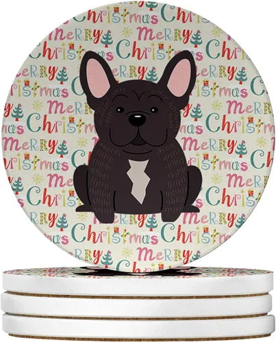 Vista 111 de Abyssinian Sand Terrier Merry Christmas - Posavasos grandes de piedra arenisca (4 unidades)