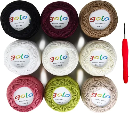 Vista 110 de Golo - 3 bolas de hilo de ganchillo tamaño 10, hilo de crochet para tejer a mano 102