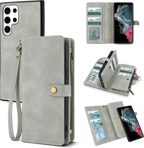 Vista 25 de TwoHead - Funda tipo cartera para Samsung Galaxy S22, 11 tarjeteros, color negro Sueño Negro