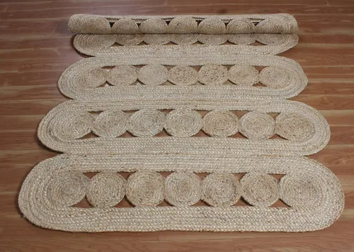 Vista 8 de Alfombra de área kilim de 2 x 3 pies, alfombra trenzada de yute beige, alfombra geométrica kilim de 0.27 pulgadas, alfombra de tejido plano